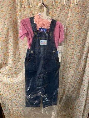 Ms.Rachel Pink Tee with Dark Blue Denim Overalls Set